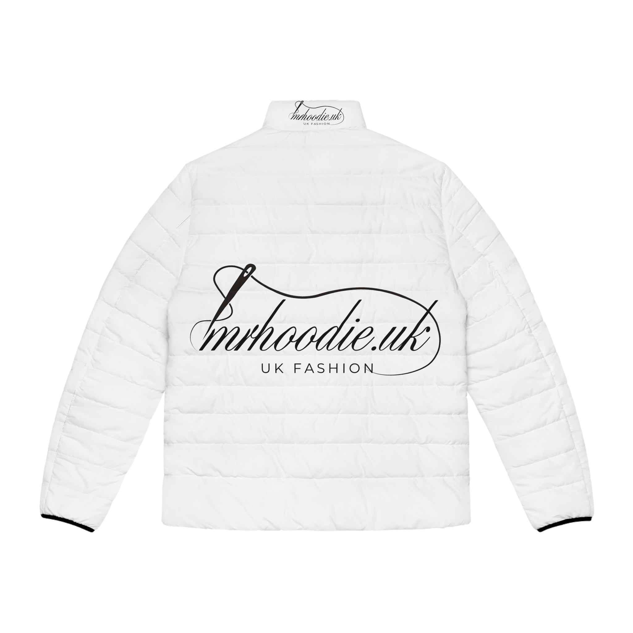 Puffer Jacket — Elegant Script 'mrhoodie.uk UK Fashion' Logo